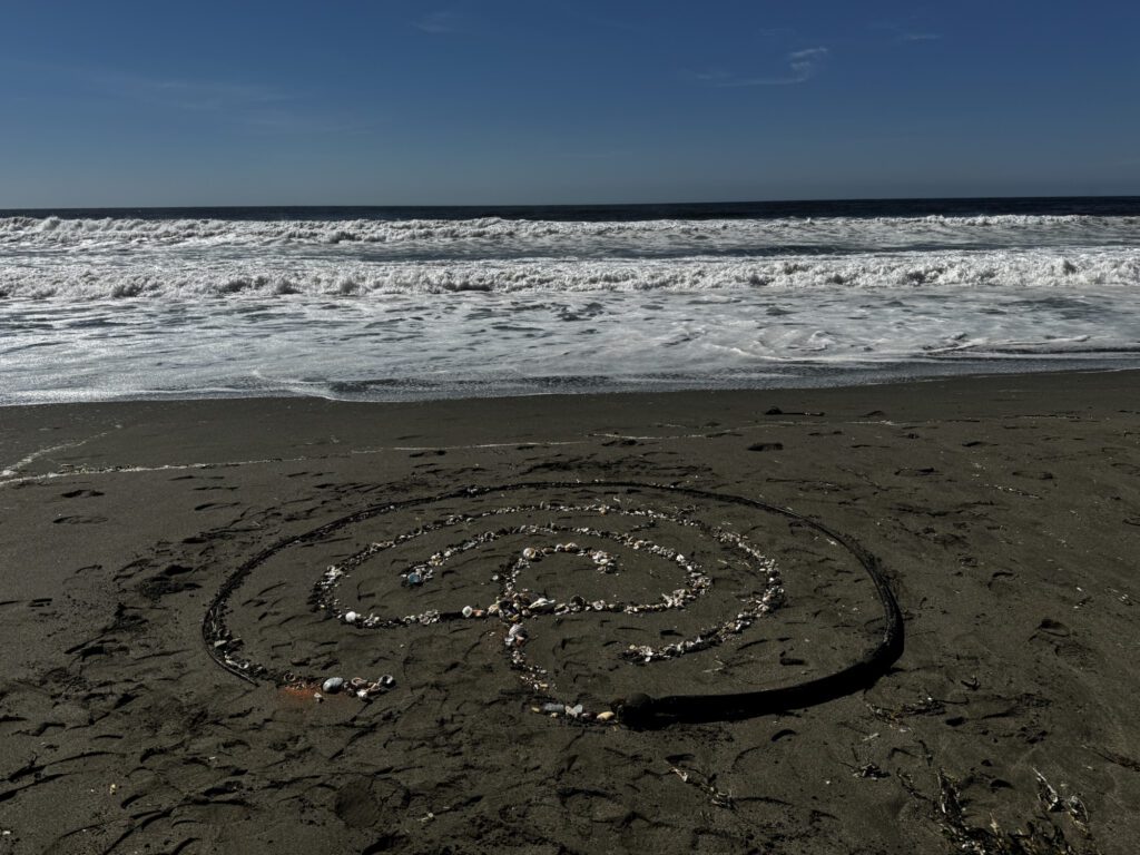 three circuit labyrinth at the edge of pacific ocean